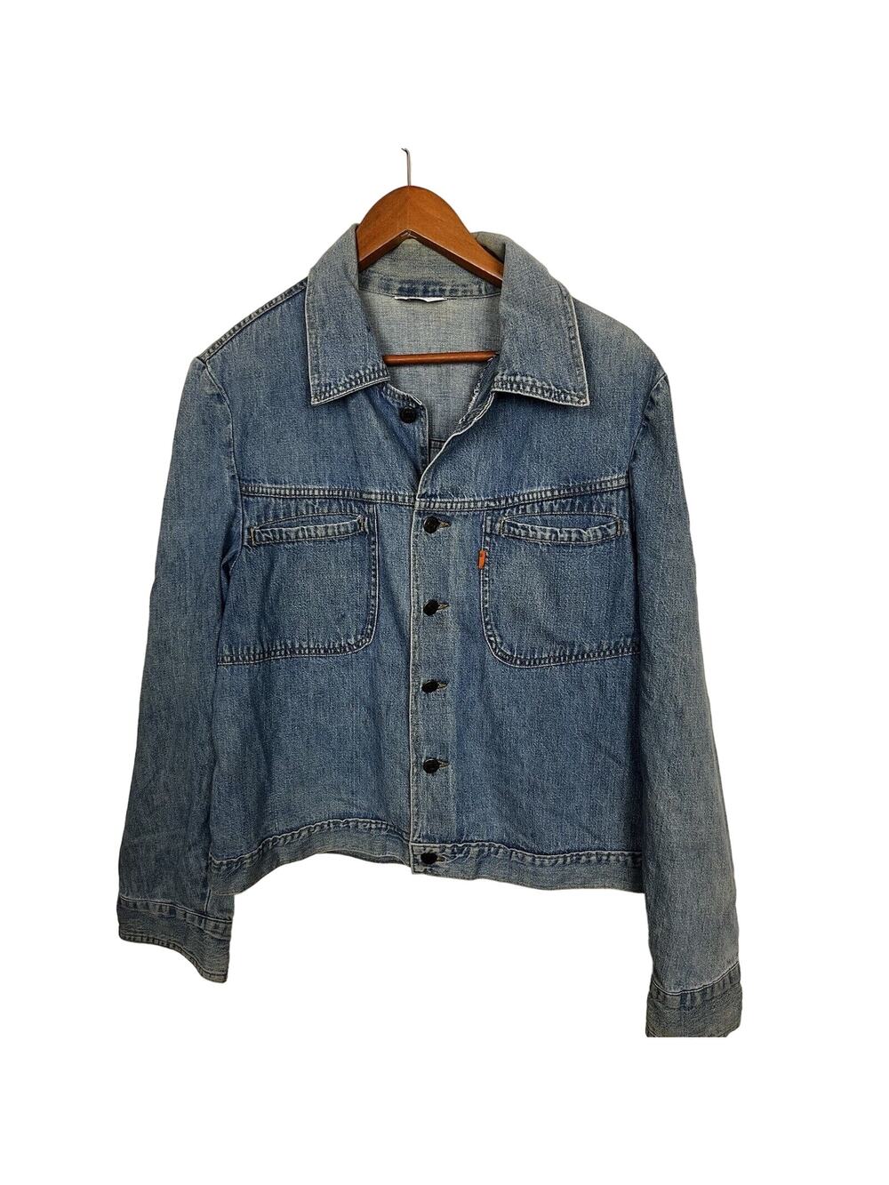 Vintage Levi's Orange R Tab Blue Lightweight Denim Shirt Jacket Large